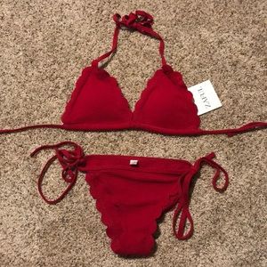 BRAND NEW! Scalloped red bikini!